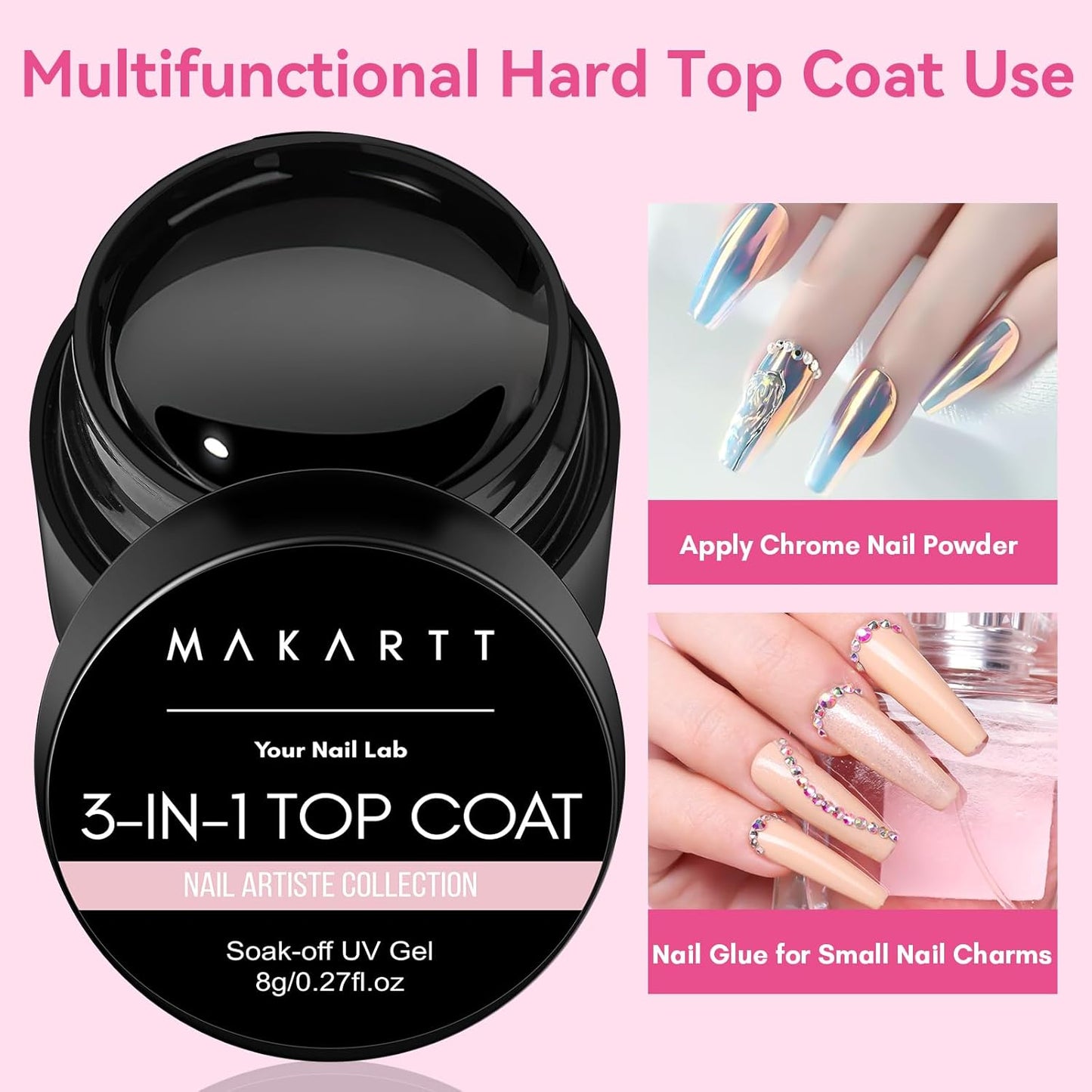 Makartt Gel Top and Base Coat Set: 2-Piece Gel Polish Kit with Nail Art Brush, 15ml Strong Base Gel and 8ml Glossy Hard Top Coat, Long-Lasting Formula for Salon Use, Requires UV/LED Lamp-Velvo Beauty