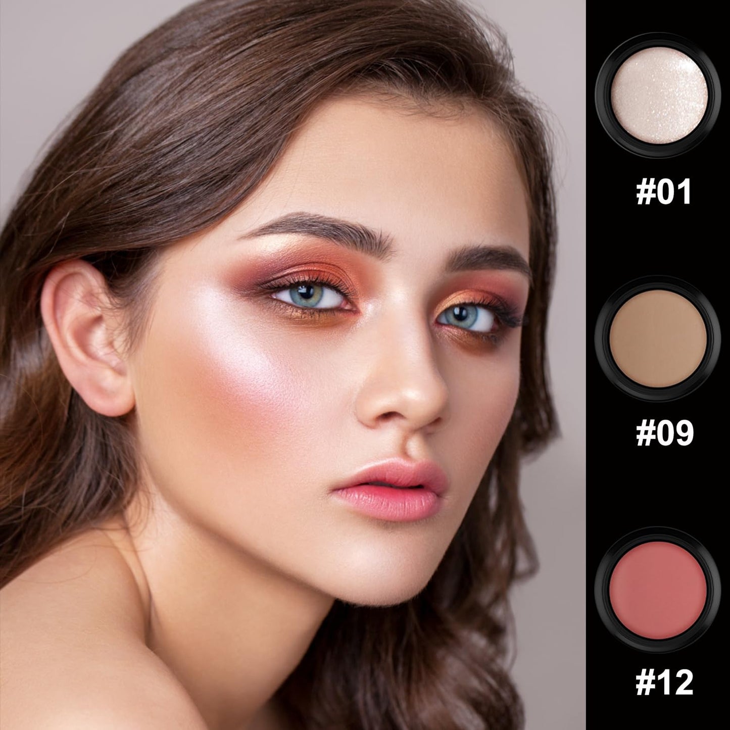 3 Pcs Cream Contour Stick Makeup Kit, Shades with Highlighter, Blush and Bronzer Contour Stick for Sculpt the Cheeks, Waterproof, Matte & Dewy Finish (Neutral,#01+#09+#12)-Velvo Beauty