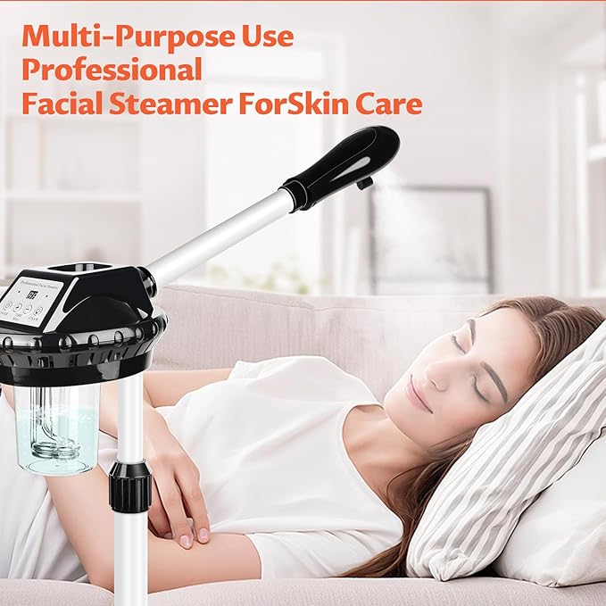 Professional Facial Steamer, Stand on Wheels Face Steamer, SPA Ozone Nano Steamer for Facials-Velvo Beauty