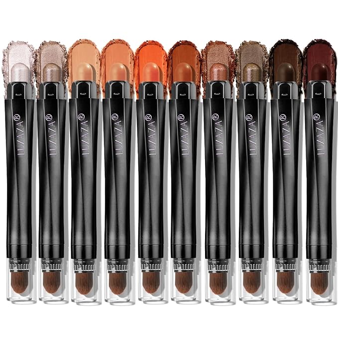 10PCS Eyeshadow Stick,Shimmer And Matte Brown Metallic Cream Eyeshadow Pencil Crayon with Smudge-proof & Waterproof,Eye Brightener Stick-Velvo Beauty