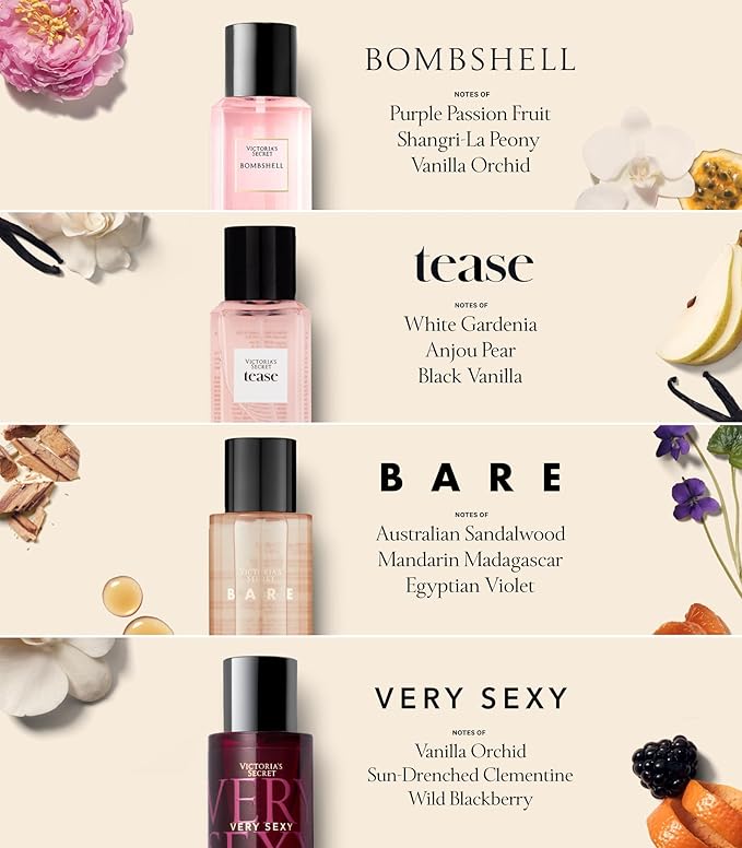 Victoria's Secret Fine Fragrance Mini Mist Gift Set, 4 Piece, Assorted Scents-Velvo Beauty