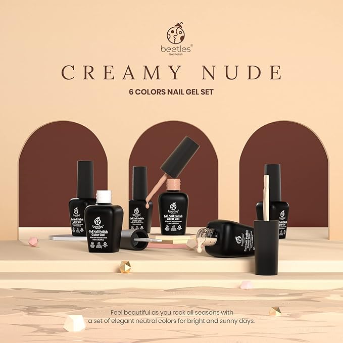 beetles Brown Gel Nail Polish Set Nude Gel Polish Nail Set 6 Colors Sandstorm Collection Peach Brown Natural Manicure Kit Soak Off Uv Led Lamp Needed for Women Gift Diy Home-Velvo Beauty
