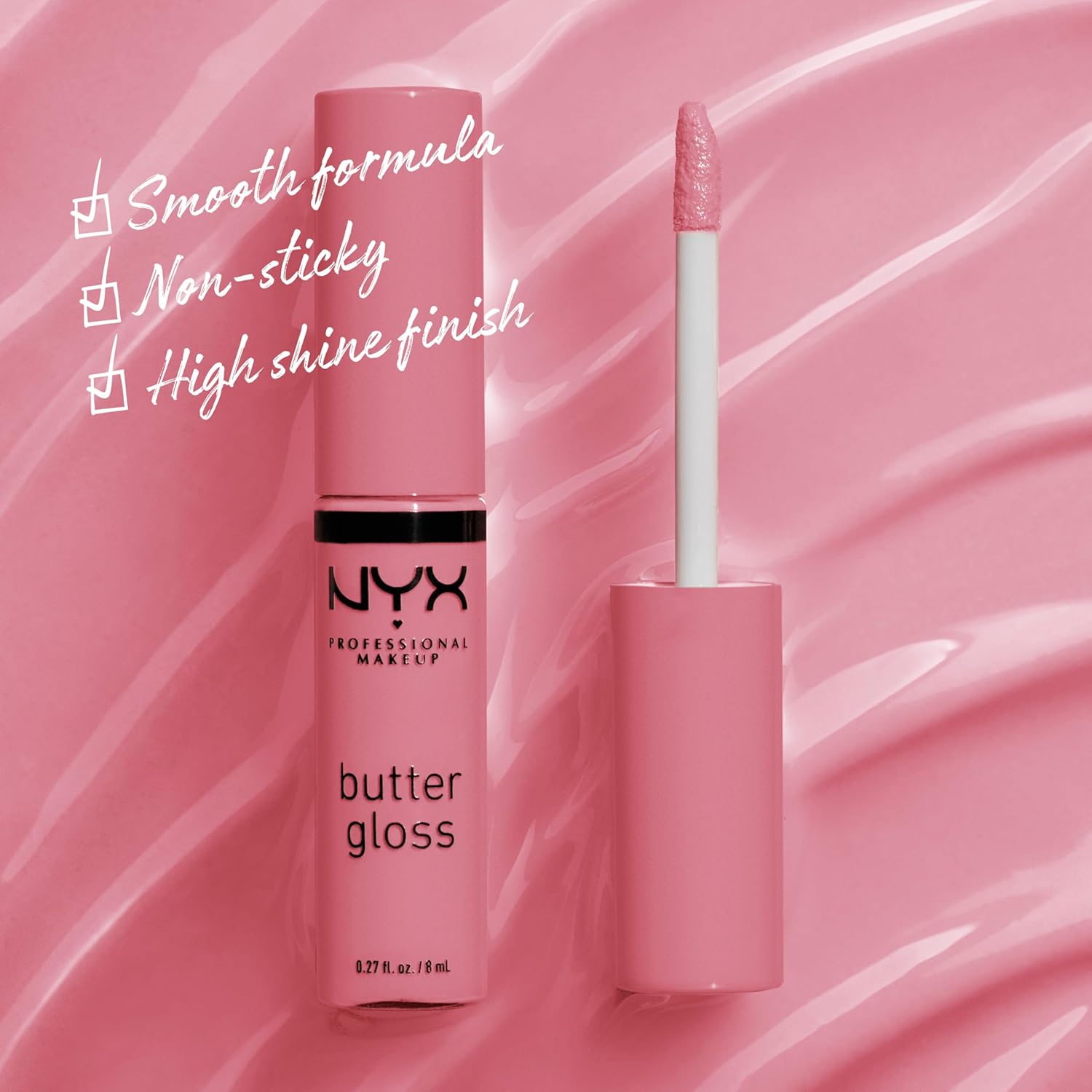 NYX PROFESSIONAL MAKEUP Butter Gloss, Non-Sticky Lip Gloss - Angel Food Cake (True Mauve)-Velvo Beauty