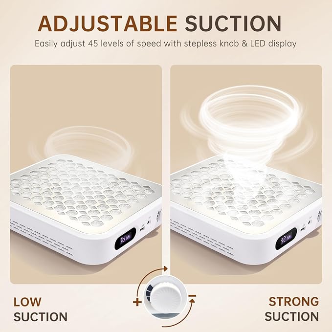 Nail Dust Collector, Rechargeable Dust Collector Nail Tech, Powerful Vacuum Fan Vent Dust Collector Extractor Dust Suction Machine for Acrylic Nails Polishing, Nail Salon&Home-Velvo Beauty