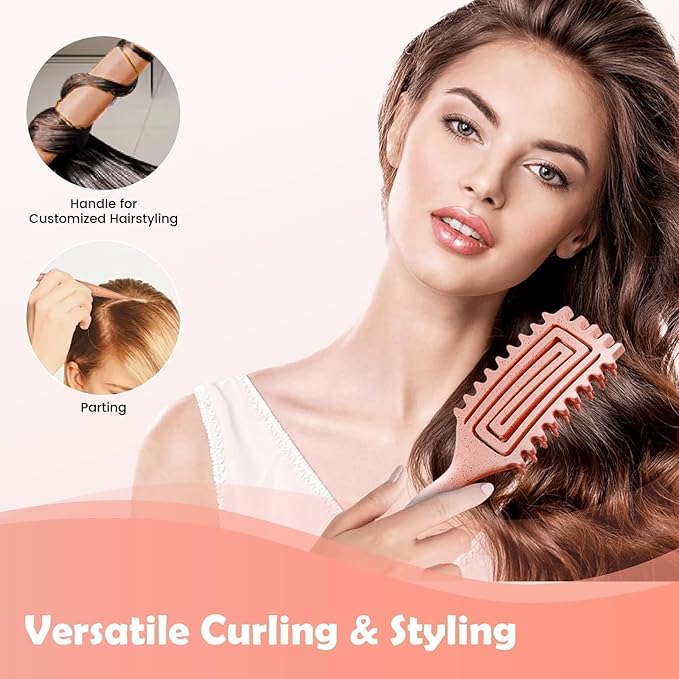 Curl Defining Brush, Curly Hair Brush Defining with Side Gear for Combing, Shaping, and Styling Curly Hair, Lightweight Candy Brush Suitable for All Wet or Dry Hair Types for Women and Men (Beige)-Velvo Beauty