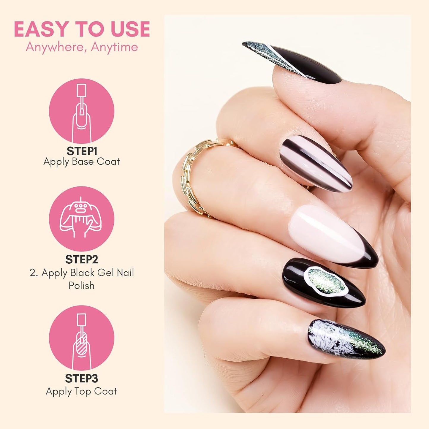 Makartt Black Gel Nail Polish 15ml, Noir Soak Off Gel for DIY Manicure & Nail Art Designs, UV/LED Light Cured, Long-Lasting Finish for Home & Salon Use-Velvo Beauty