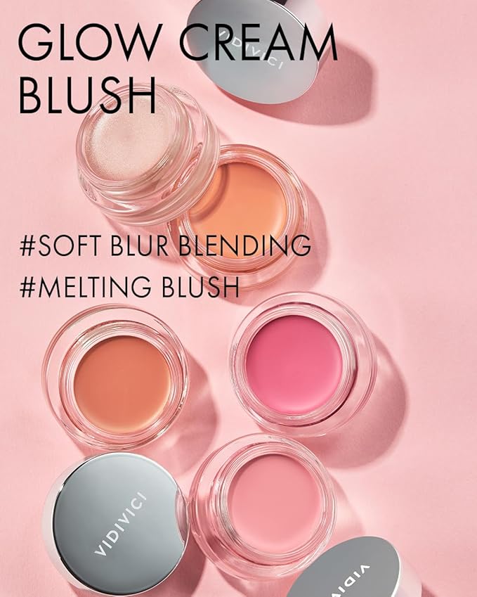 VIDIVICI Millennial Glow Cream Blush 01 Gardenic Pink - Creamy Face Cheek Blusher for Smooth & Silky Skin - Soft Satin Finish with Natural Color - For Fair to Light Skin Tone, 0.21 oz.-Velvo Beauty