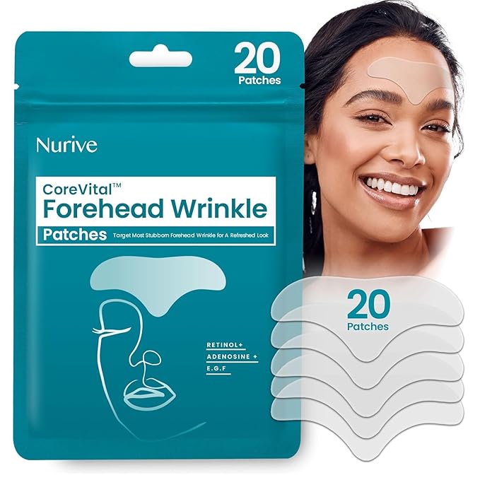 Advanced Wrinkle Patches 60ct Smile Line, Frown Line Wrinkle Patches for Facial Korean Skin Care Face Wrinkle Tape Invisible Overnight with Retinol & Collagen (Large (Forehead))-Velvo Beauty