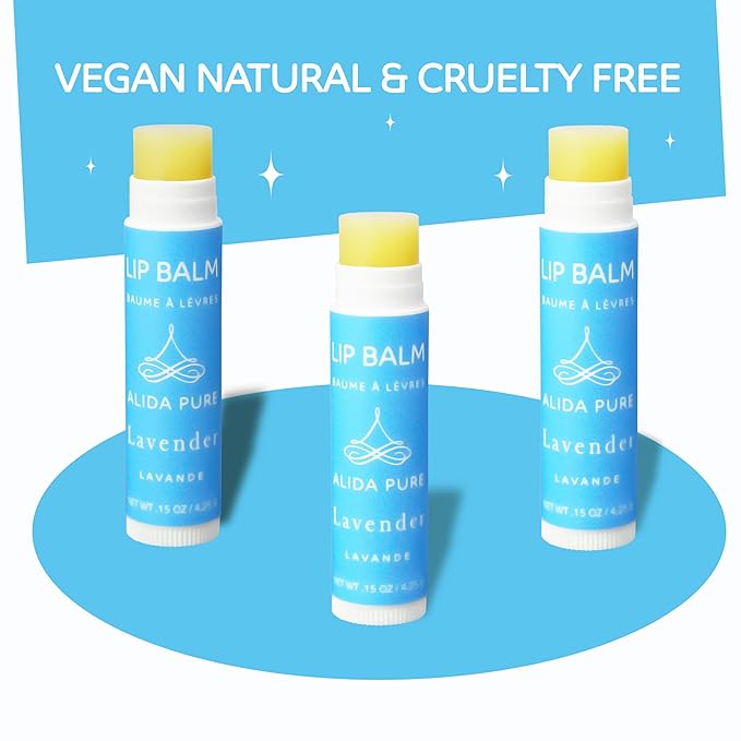 Lavender Lip Balm, Cruelty Free, Vegan Lip Balm Set, Beeswax Free, with Avocado Oil, Organic Jojoba Oil, and Vitamin E, Natural Moisturizer for Dry, Chapped, or Cracked Lips, 3 Tube Set-Velvo Beauty