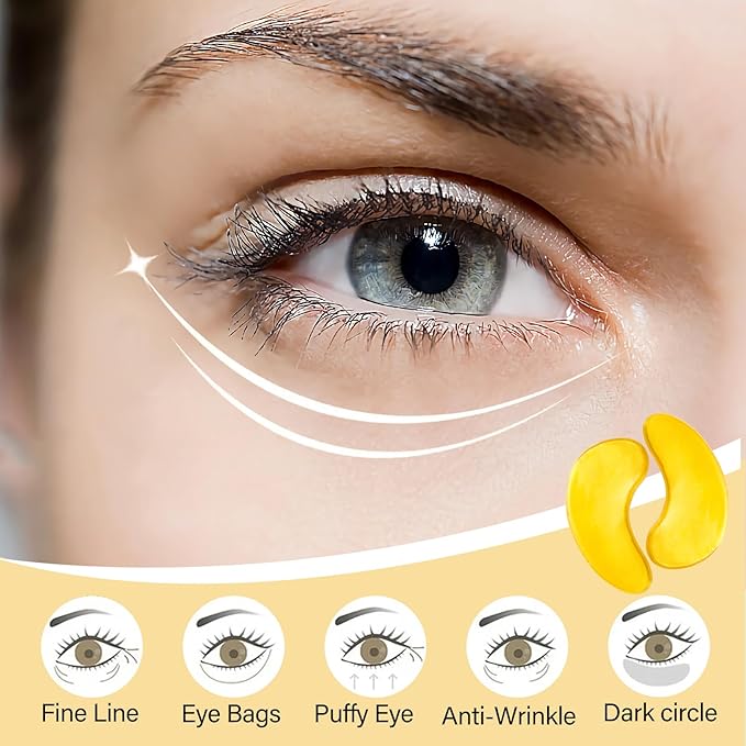 30 Pairs Under Eye Patches,Gold Under Eye Mask,Eye Masks Skincare Enriched with Collagen,Eye Patches for Puffy Eyes and Dark Circles,Undereye Bags,Reduce Wrinkles,Anti-Aging-Velvo Beauty