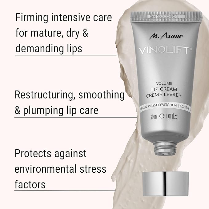 M. Asam VINOLIFT Volume Lip Cream - Anti-age volume & lip care against fine lip lines for mature & demanding skin, plumping lip care for moisturized & soft lips, 1.01 Fl Oz-Velvo Beauty