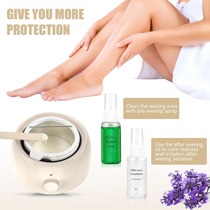 Waxing Kit - TIKESI Wax Warmer for Hair Removal, Hard Wax Kit with 14oz 5 Bags Hard Wax Beans for Full Body, Legs, Face, Eyebrows, Bikini, Brazilian Waxing Kit for Women Men-Velvo Beauty