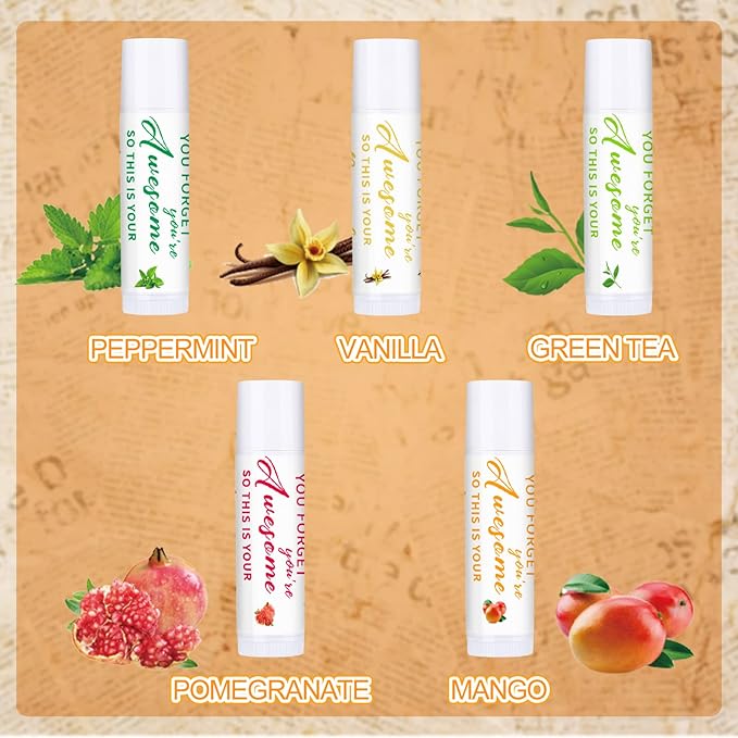 Dunzy 50 Pcs Thank You Gift Lip Balm Bulk Baby Shower Party Favors Bridal Shower Favor Lip Care with Assorted Fruit Flavors Thank You Lipstick for Guest Basket Gift Stuffer (Leaf)-Velvo Beauty