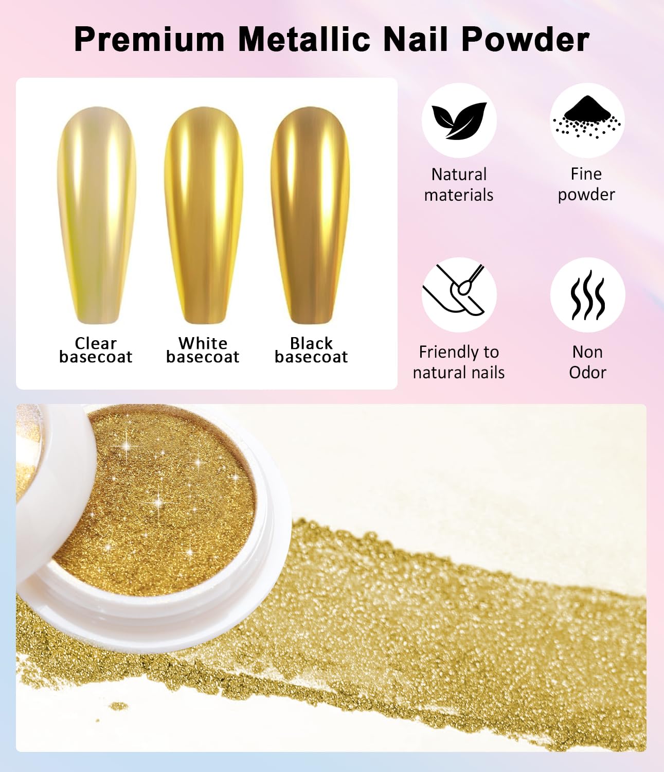 Mermaid Gold Chrome Nail Powder: 6 Colors Mirror Effec Green/Pearl Chrome Nail powder,Magic Mermaid Pink Chrome Nail Powder Pigment for Nail Art Design Home DIY（Laser/Silver）-Velvo Beauty