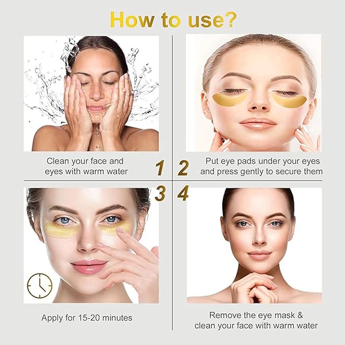 Under Eye Patches, Eye Mask, Eye Patches for Puffy Eyes and Dark Circles Reduce Eye Bags Fine Lines Smooth Wrinkle, Anti-Aging,Hydrating, 24K Gold Eye Skin care Pads with Collagen (60PCS)-Velvo Beauty