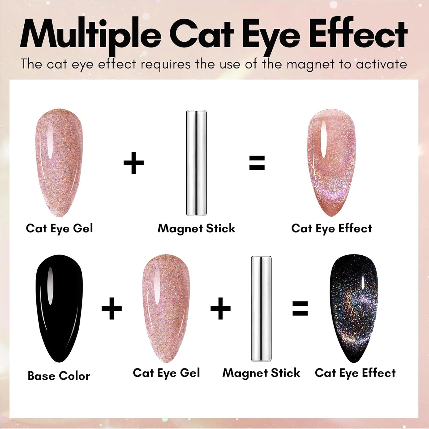 Makartt Cat Eye Gel Nail Polish: Universal Rainbow Holographic Gel Polish Bronze Gaze Sparkly Glitter Unique Magnetic Effect Nail Gels for DIY Nail Art UV LED Soak Off Manicure 10ml-Velvo Beauty