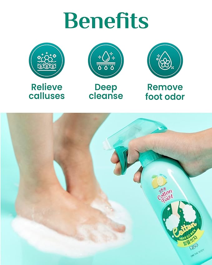Cotton Foot - Foot Shampoo Soap (Lemon, 13fl oz) - Refreshing Cleanse Spray, Deodorizing Foot Care Wash. Foaming Wash, Easy to Use-Velvo Beauty