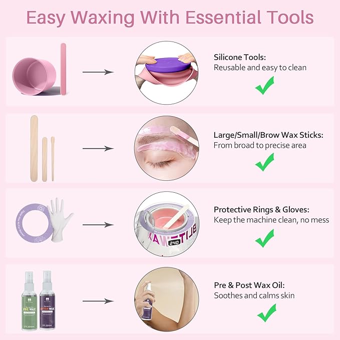 BLITZWAX Brazilian and Bikini Waxing Kit for Women, Hard Wax Warmer for Face, Legs, and Body, At Home Hair Removal Kit, Beginner Friendly, Quick Heating, Frost Reverb Digital Wax Pot-Velvo Beauty
