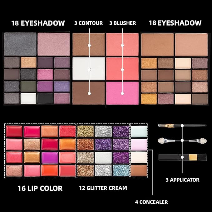74 Colors Makeup Kit - Makeup Sets - Makeup palettes with 36 Eyeshadow - All in One Makeup Kit for Women and Girls Full Kit for Valentine's Day Gifts-Velvo Beauty