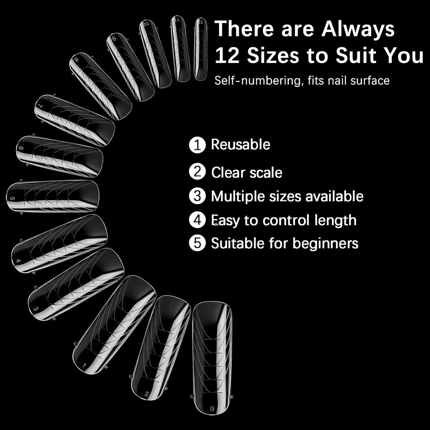 130 Pcs Poly Extension Gel Dual Nail Forms Nail Molds With Scale Builder Coffin Nail for Gel Manicure Nail Art Design Salon DIY at Home (Long Round-Head Dual Nail Forms Set)-Velvo Beauty