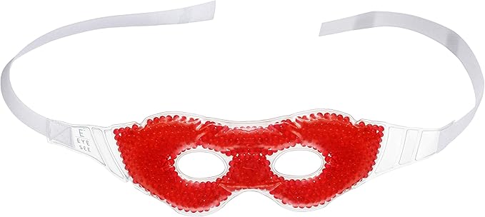 Gel Eye Mask, Red - Cold Compress Ice Pack with Gel Beads - Microwave Safe for Heat Therapy - Great for Puffy Eyes, Dark Circles, Dry Eyes, Soothing Headaches-Velvo Beauty