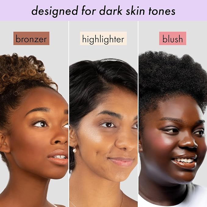 Subtl Beauty 3-in-1 travel makeup kit by subtl staks | powder blush, bronzer, and highlighter | includes mirror lid and mini brush | for dark-deep skin tones-Velvo Beauty