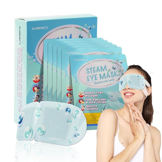 Steam Eye Mask Hyaluronic Acid Formula Self Heating Moist Eye Compress Disposable SPA Warm Eye Mask 5 Packs for Dry Eye, Eye Fatigue, Soothing Headache Travel Trouble Sleeping-Velvo Beauty
