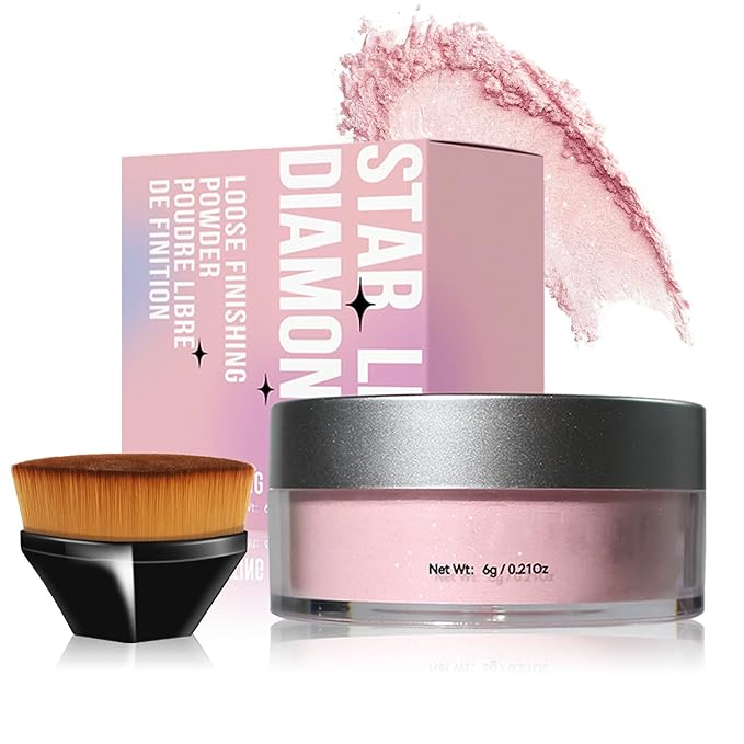 Pink Setting Powder Loose Powder Shimmer Finishing Powder Ultimate Blurring Setting Powder Long Lasting Oil Control Loose Face Powder for All Skin Tones-02 Pink-Velvo Beauty