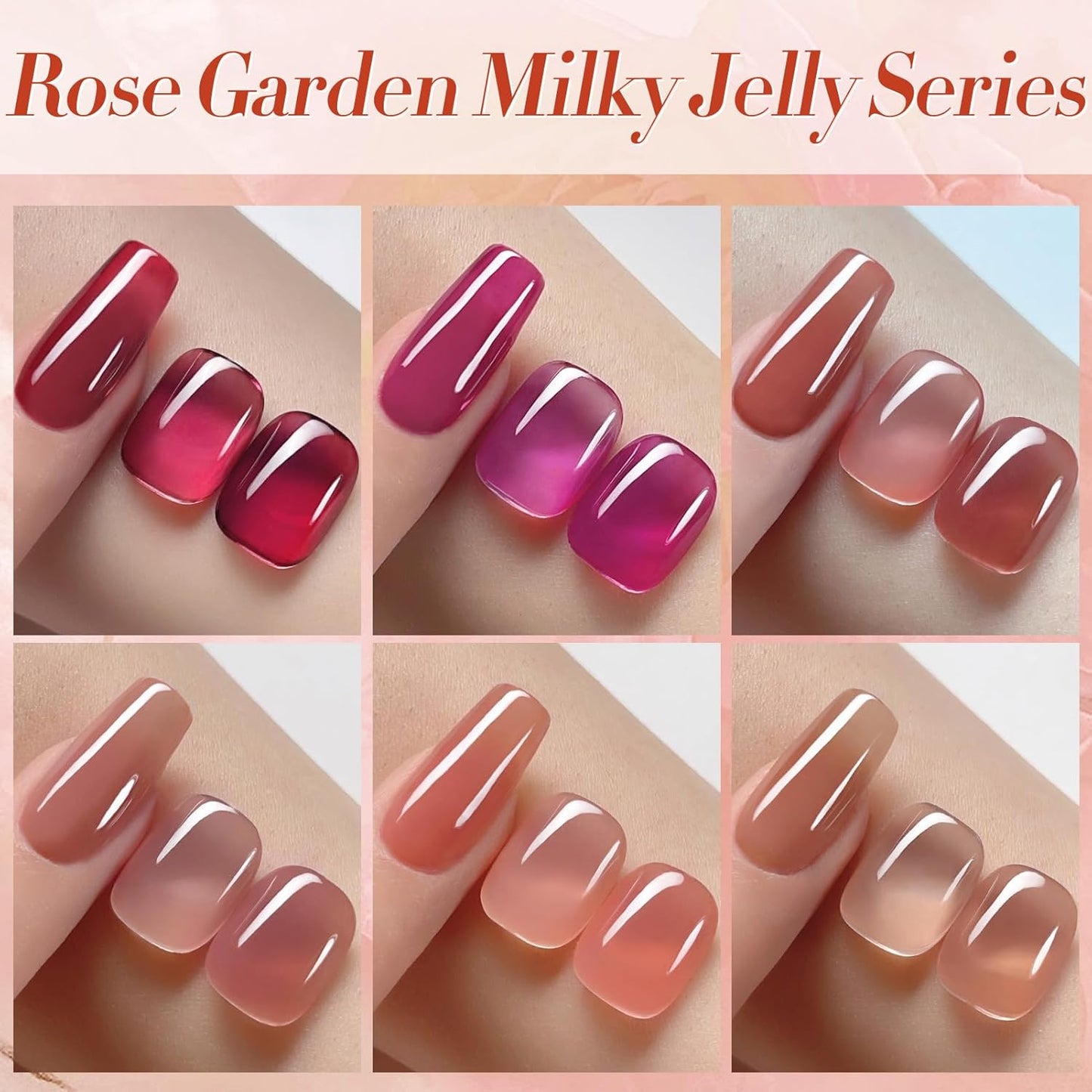 Born Pretty Jelly Burgundy Gel Nail Polish Fall Winter Jelly Blood Wine Red Brown Nude Purple Halloween Translucent Sheer Gel Polish Set Nail Art Varnish Manicure 6PCS-Velvo Beauty