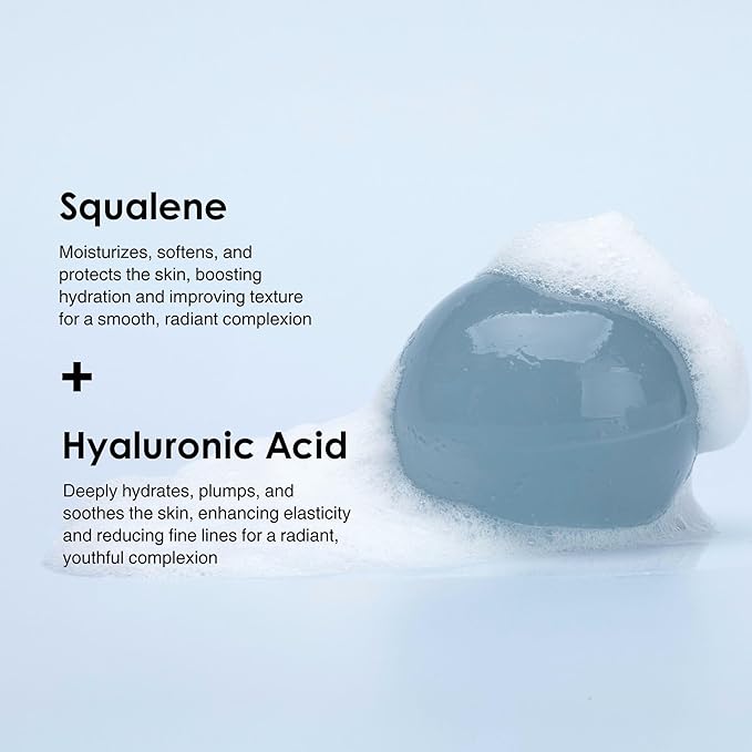 Be Bare Jelly Ball Cleanser, Daily Face Wash Korean Skin Care Cleanser Ball for Dry Skin with Squalane & Hyaluronic Acid for Skin Hydration and Moisturizing - Fresh Aqua (1.41oz)-Velvo Beauty