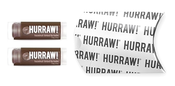 Hurraw! Hazelnut Tinted Lip Balm, 2 Pack: (Sheer Brown Tint) Organic, Certified Vegan, Cruelty and Gluten Free. Non-GMO, 100% Natural Ingredients. Bee, Shea, Soy and Palm Free. Made in USA-Velvo Beauty