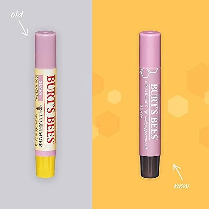 Burt's Bees Shimmer Lip Tint Easter Basket Stuffers, Tinted Lip Balm Stick, Moisturizing for All Day Hydration with Natural Origin Glowy Pigmented Finish & Buildable Color, Guava (4-Pack)-Velvo Beauty