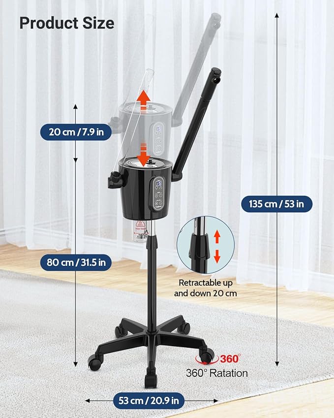 Kingsteam 2-in-1 Hot & Cold Facial Steamer with Ozone & Ionic Technology,Deep Cleansing & Moisturizing,30-Min Timer,Large Water Tank for Professional Estheticians, Beauty Salons & Home Use-Velvo Beauty