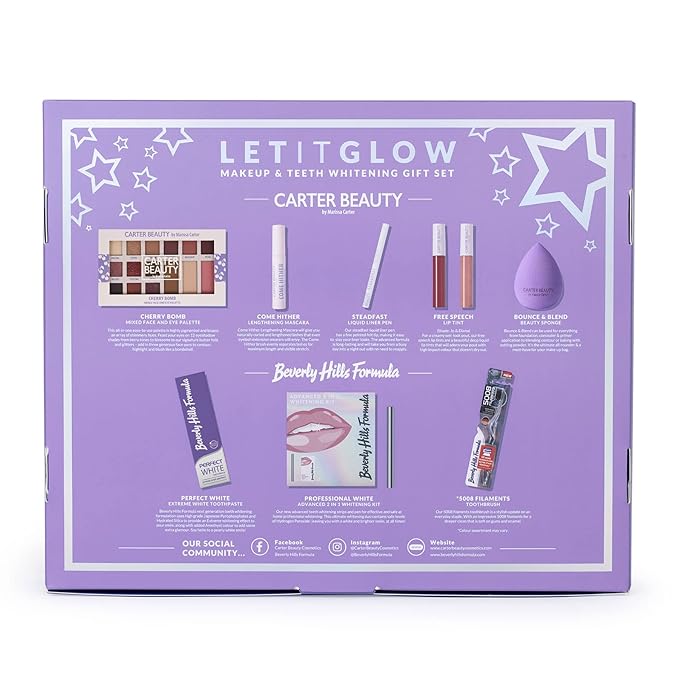 Carter Beauty Let It Glow Make Up and Teeth Whitening Set for Women 10 Pc-Velvo Beauty
