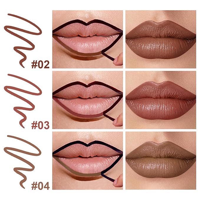 3 Colors Peel Off Lip Liner Stain with Tweezer, Long Lasting Waterproof Lip Tint Stains Makeup Set with Matte Finish for Women, Natural Look, Easy to Use, for All Skin Types (#234, M)-Velvo Beauty