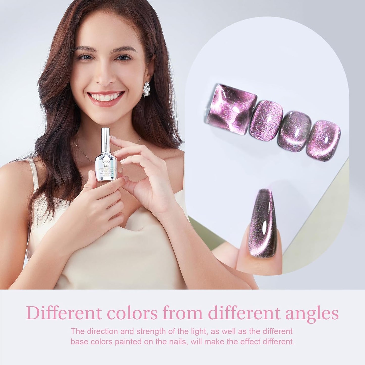 Cat Eye Gel Nail Polish with Magnet Stick, 15ml Glitter Holographic Nail Polish, Magnetic Effect Gel for Home DIY Manicure Gift, Exotic Berry-Velvo Beauty