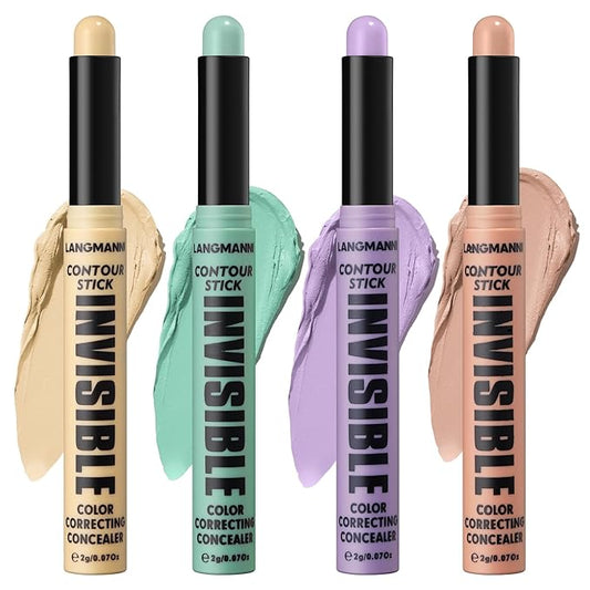 Jolilab 4 Color Contour Stick Concealer Stick Cream Palette Contour Multifunctional Contouring Makeup Kit for Face Highlighter Makeup Stick Set Long Lasting & Waterproof(01+02+03+04, 1)-Velvo Beauty