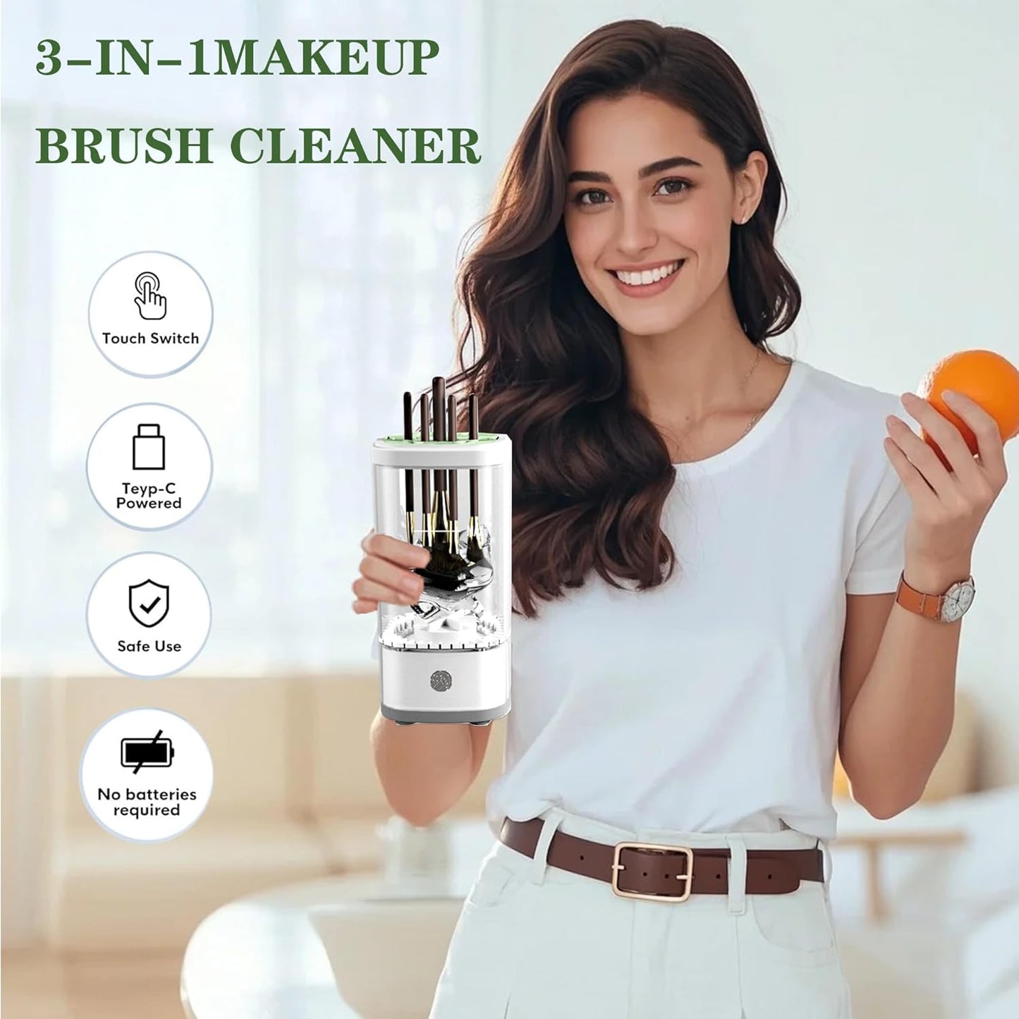 3 IN 1 Automatic Makeup Brush Cleaner-9000 RPM Makeup Brush Cleaner Machine and Dryer Portable Automatic USB Cosmetic Brushes Cleaner Tool for All Size Beauty Makeup Brush Travel Set-Velvo Beauty