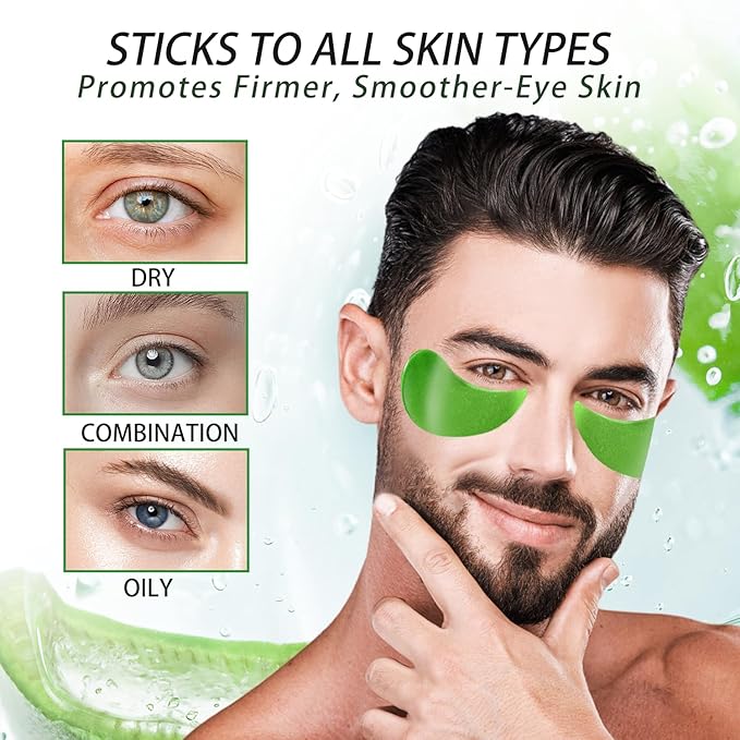 Aloe Vera Eye Masks - 60 Pcs - Reduce Puffy Eyes & Dark Circles, Firm & Improve Under Eye Skin, Pure Natural Extracts for Youthful Appearance & Reduction of Fine Lines and Wrinkles-Velvo Beauty