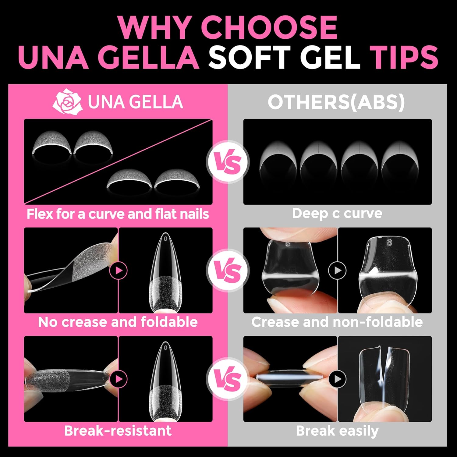 UNA GELLA Long Stiletto Gel Nail Tips: 216pcs Stiletto Almond Fake Nails Pre-Shape Long Almond Press Ons for Full Cover Acrylic French False Nails for Nail Extension Nail Art DIY Salon 12 Sizes-Velvo Beauty