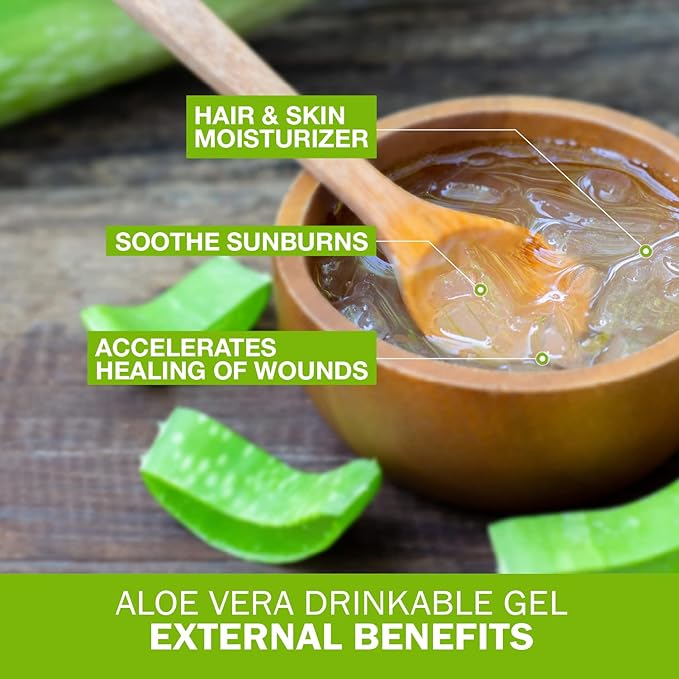 Land Art - Organic Aloe Vera Drinkable Gel for Heartburn & Acid Reflux Relief - 99.7% Pure - Cold-Processed - Improves Digestive Health - Soothing and Natural - Vegan & Gluten-Free - 64 fl oz-Velvo Beauty