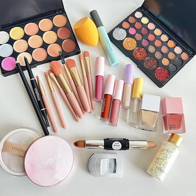 VERONNI All in One Makeup Kit,Eye Face Lips Makeup For Mother's Day,Multipurpose Women's Makeup Sets,Beginners and Professionals Alike (All in one makeup set)-Velvo Beauty