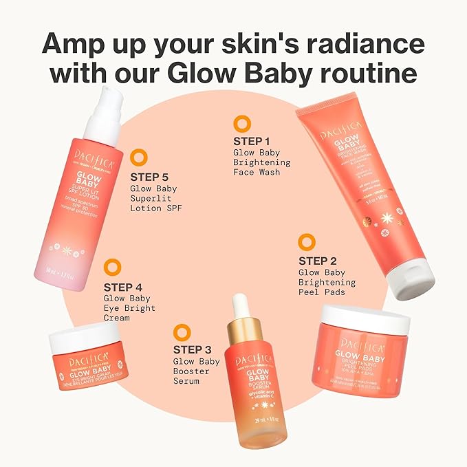 Pacifica Vitamin C Face Serum - Glow Baby Booster Facial Serum - Glycolic Acid Serum For Face - Dark Spot Corrector Anti Aging Brightening - Dermatologist Tested, Fragrance Free, Clean Skin Care Vegan-Velvo Beauty