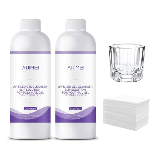 AIJIMEI Nail Slip Solution Poly Gel Slip Solution Set 4FL.OZ 2PCS Slip Solution for Nails Gel Nail Solutions Slip Solution for Poly Nail Gel UV&LED Gel Cleanser Slip Solution for Poly Nail Gel-Velvo Beauty