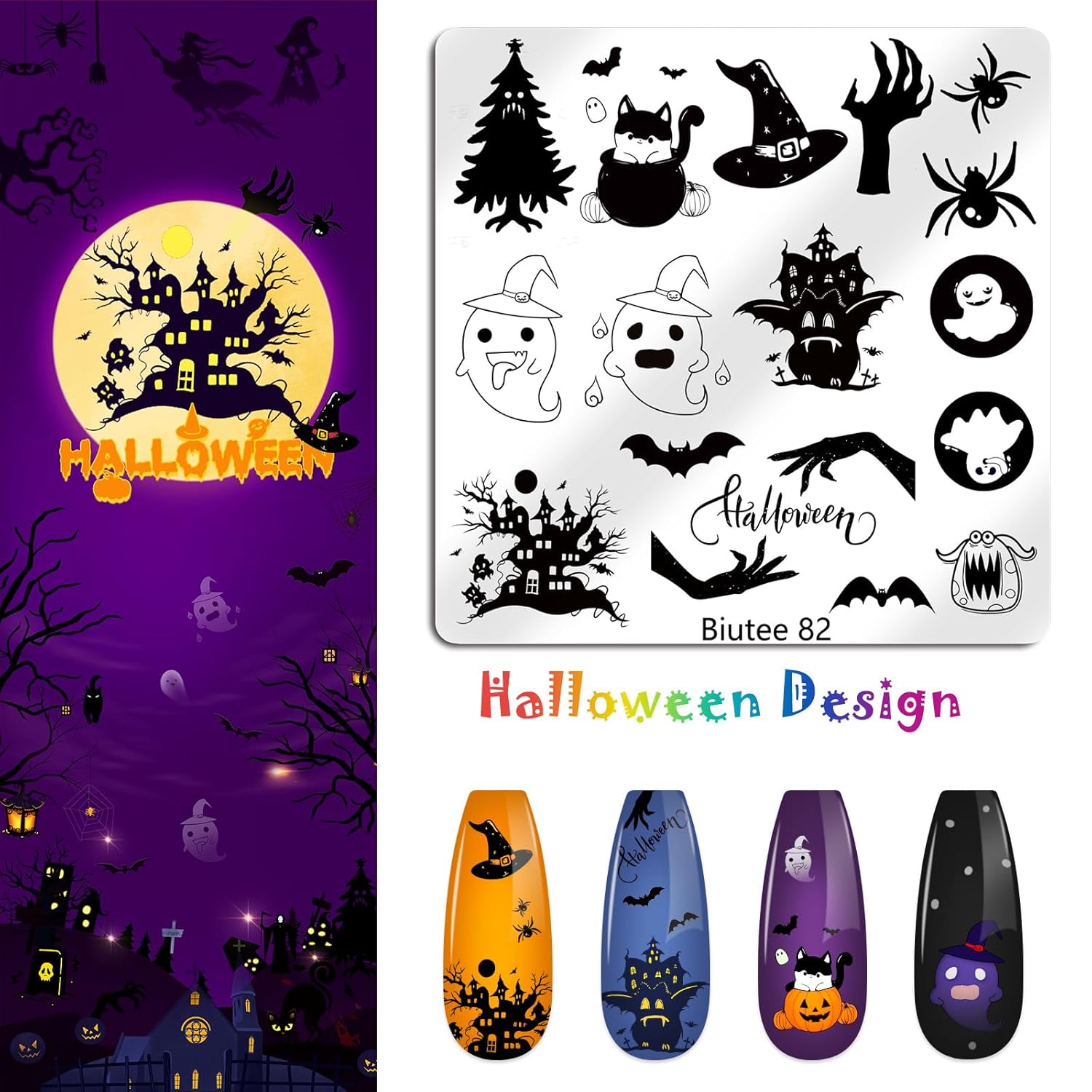 Biutee Nail Stamping Plate 15PCS Nail Stamper Kit Nail Art Stamping Plates Set with Nail Stamper, Scraper & Storage Bag, Nail Stamping Kit Star Bowknot Love Butterfly Leaf Halloween Design Template-Velvo Beauty