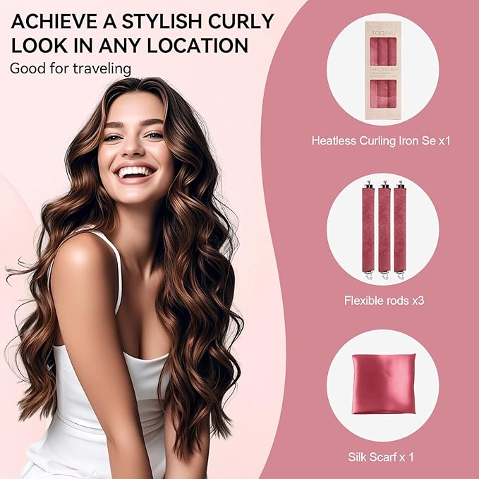 Heatless Curls Overnight Set - Jumbo Overnight Hair Curlers to Sleep In, Soft Velvet Hair Rollers for Women, No Damage Curls Styling Tools 3pcs-Velvo Beauty