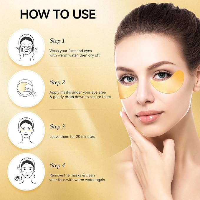 Under Eye Patches for Dark Circles and Puffiness, 60Pcs Under Eye Mask for anti Wrinkles & anti Aging, 24K Gold Eye Gel Pads with Collagen to Reduce Eye Bags, Puffy Eyes Treatment, Hydrating Eye Mask-Velvo Beauty
