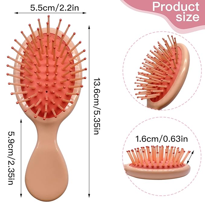 6 Pieces Mini Wet Hair Brush, Travel Detangling Brush, for Most Hair Types, with Ease Knots Without Tears or Breakage, Multicolor-Velvo Beauty