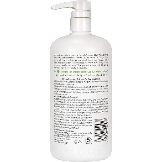 Palmer's Cocoa Butter Formula Massage Lotion For Stretch Marks, Pregnancy Skin Care, Belly Cream with Collagen, Elastin, Argan OIl and Shea Butter, 33.8 Ounces-Velvo Beauty