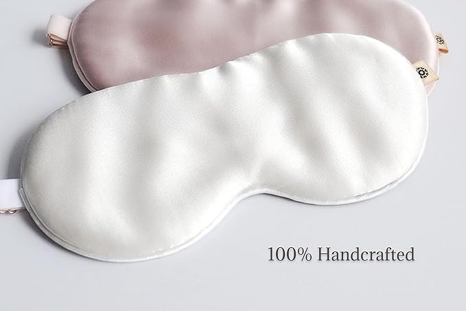 Premium Handcrafted 25 Momme Mulberry Silk Eye Mask for Sleeping (Natural White)-Velvo Beauty